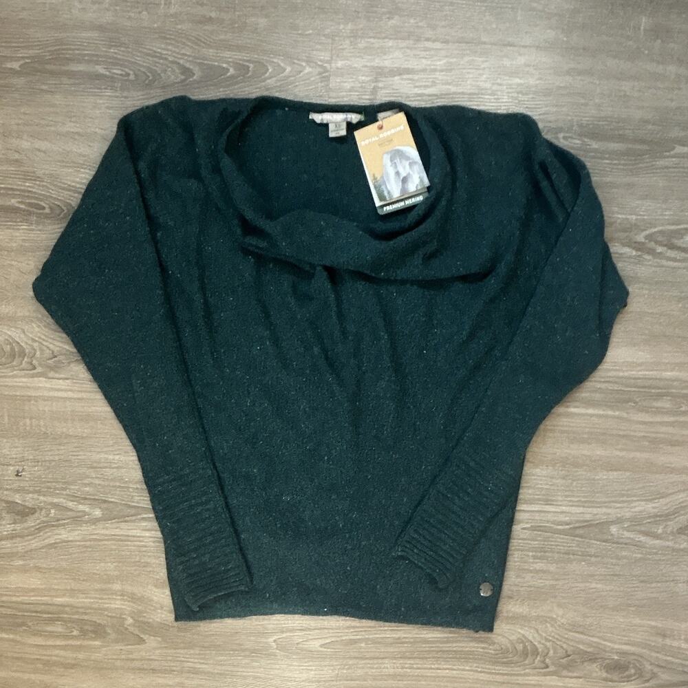 NWT Royal Robbins Highlands Merino Wool Blend Cowl Neck Sweater Flecked Knit XS